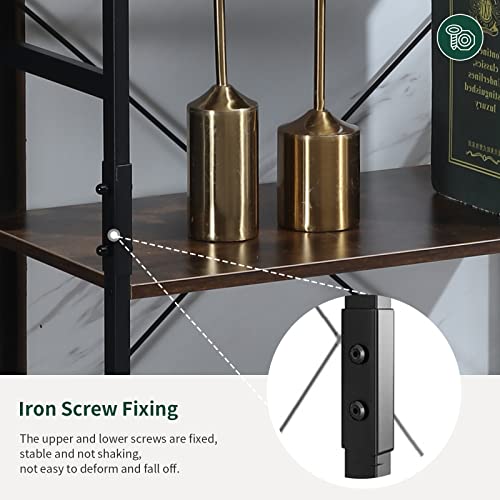 Benoss 5 Tier Bookshelf Rustic Wood & Metal Frame Bookcase Shelf Industrial Storage Organizer Modern Display Shelf Rack Open Back Standing Shelving Unit For Bedroom Living Room Home Office #TOP2