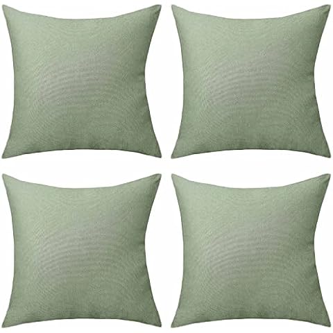 Home Brilliant Sage Green Cushion Covers 45 x 45 for Garden Furniture, Decorative Outdoor Cushions Covers Waterproof, 18x18 inches, Pack of 4, Sage Green Cover