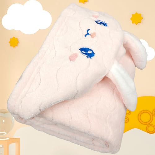 Image of Hooded Baby Towels 2 Pack Coral Fleece, Luxuriously Thick Hooded Towels Soft Shower Bath Towel for Newborn, Infant, Toddler (Blue & Pink)