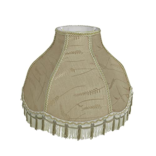 Image of Aspen Creative 30301 Transitional Scallop Bell Shape Spider Construction Lamp Shade in Oatmeal, 17 inch wide (6 inch x 17 inch x 12 inch)