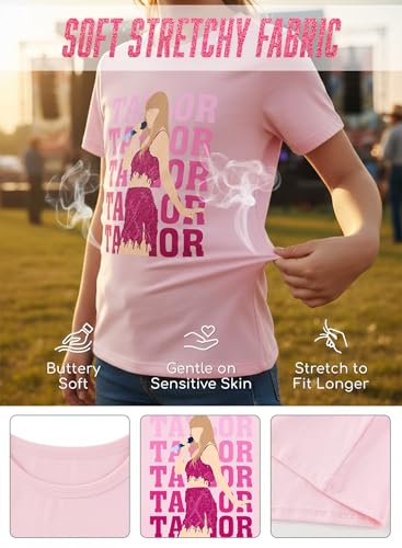 Image of Girl Country Music T-Shirt - Kids Singer Letters Graphic Birthday Shirts Gifts Fan Song Tour Concert Outfit Top