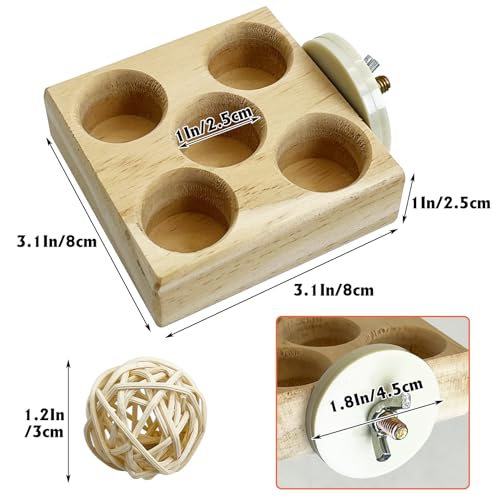Image of Hamiledyi 2 Pack Wooden Foraging Bird Toys - Interactive Slow Feeder Enrichment for Conures, Budgies and Lovebirds | Cage Climbing Puzzle Toys for Small Parrots Promoting Natural Pecking Behavior