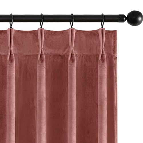 Image of MIULEE Dusty Rose Velvet Curtains 96 inches Long, Pinch Pleated Blackout Drapes with Hooks, Thermal Insulated Pinch Pleat Panels for Bedroom Living Room, 2 Panels