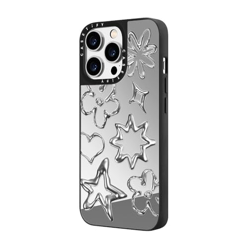 Coque miroir iPhone 14 Pro CASETiFY haut de gamme Argent sur noir - 5