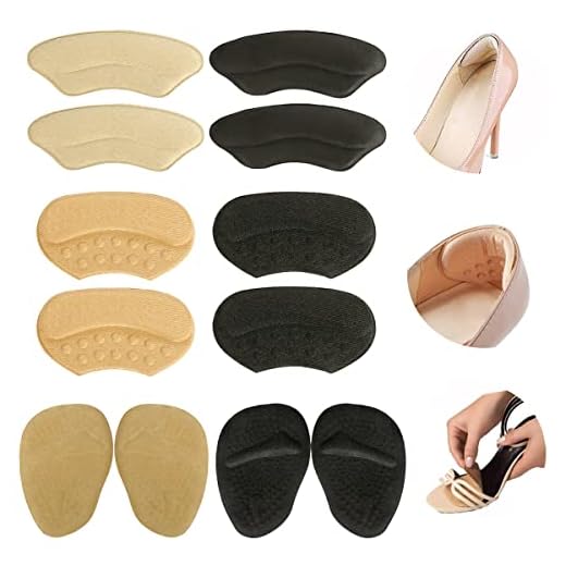 Heel Grips Liner Cushions Inserts for Loose Shoes Heel Pads and Metatarsal Pads for Shoes Too Big Women Men Prevent Heel Pain Blisters (Beige+Black)