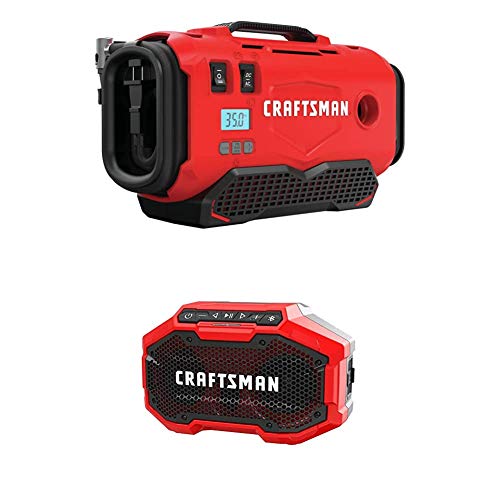 Image of CRAFTSMAN V20 Inflator with Bluetooth Speaker, Tools Only (CMCE520B & CMCR001B)