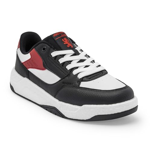 Image of Red Tape Men's Sneakers Black Red Pu Round Toe Lace-Up