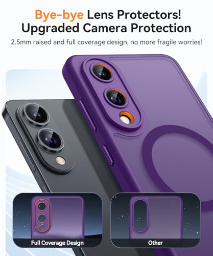 Image of CANSHN Designed for Samsung Galaxy S25 Edge Case (2025) [Full Camera Protection] [Compatible with Magsafe] Translucent Matte Back Protective Phone Cover, Deep Purple