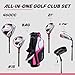 Aspire XD1 Womens Golf Clubs Full Set, Includes Driver, Fairway, Hybrid, 6-PW Irons, Putter, Stand Bag, 3 H/C's, Ultra-Light Graphite Shafts, Golf Clubs Women Left Handed, Comes in 3 Sizes, Pink