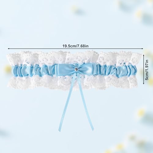 Image of Gosknor Bridal Wedding Garter, Lace Elastic Bow Leg Thigh Garter Belt Wedding Accessory for Women Girls Bride Shower Party