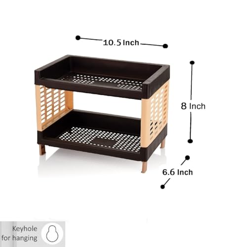 Image of C.S.M CSM 2-Tier Plastic Storage Rack, Brown