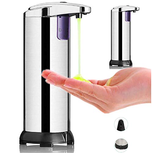 Preisvergleich Produktbild Automatisch Seifenspender,Einstellbare Schalter Infrarot-bewegungssensor Seifenspender,Touchless Edelstahl Schale Flüssige Hände-kostenlose Seifenpumpe Silber 19×11×7.5cm