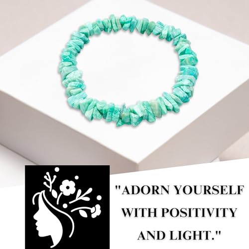 Image of Certified Amazonite Bracelet for Women Men with Healing Crystal and Reiki Stone - Beautiful Gemstone Beaded Bracelet for Balance, Harmony & Positive Energy (Chips Stone Beads)