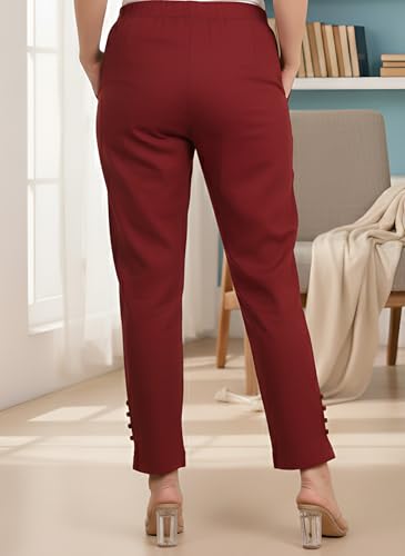 Image of Yash Gallery Women's Regular Fit Mid Rise Solid Lycra Trouser Regular Pants