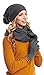 Hilltop Winter Kombi Set aus Winter Schal, passender Strickmütze/Beanie und wahlweise Handschuhe oder Handwärmer, 3-tlg, versch. Farben, Winterset Farbe/Zusammensetzung:Dunkelgrau mit Handschuhen