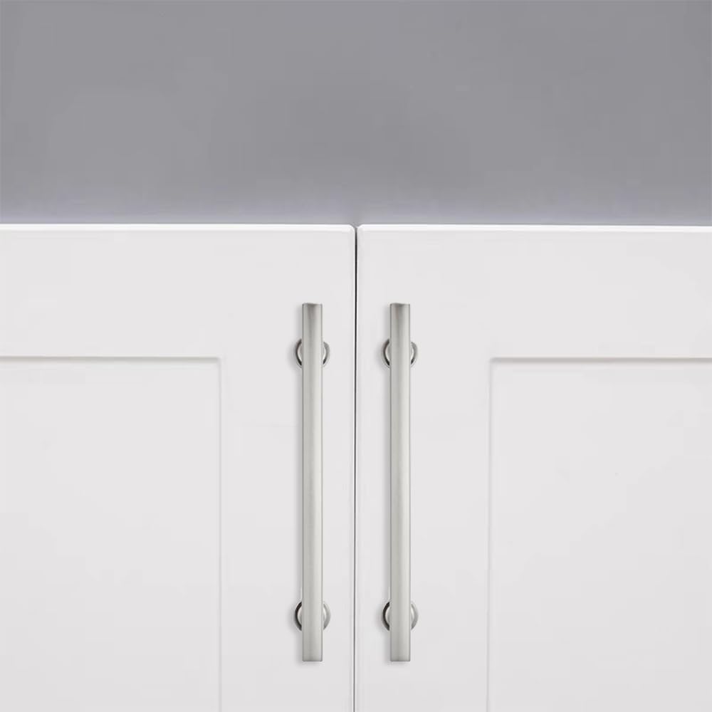 10 Pack Brushed Nickel 6 Inch Hole Center Cabinet Pulls Kitchen Cabinet Handles Solid Square Pulls for Kitchen Cabinet Door Handles Arch Dresser Handles for Cabinets and Drawers
