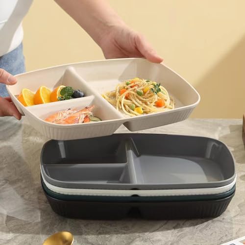 Divided Plates 10.5 Inch for Kids Adults, Portion Control Bariatric Plate, Wheat Straw Plates with 3 Compartments, Unbreakable Reusable Portion Control Plates, BPA Free (Grey Series-4PACK) Divided Plates 10.5 Inch for Kids Adults, Portion Control Bariatric Plate, Wheat Straw Plates with 3 Compartments, Unbreakable Reusable Portion Control Plates, BPA Free (Grey Series-4PACK)