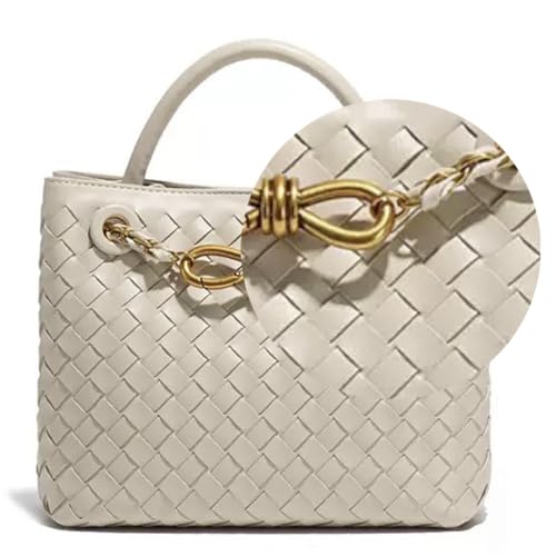 Genuine Leather Women's Top-handle Handbags Fashion Ladies Handbags Shoulder Bag Purse Woven Tote Bag for Women Clutch Bag