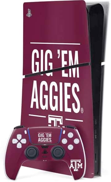 Skinit Decal Gaming Skin Compatible with PS5 Slim Digital Edition Bundle - Officially Licensed Texas A&M University TAM Design