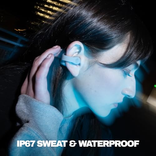 Image of Skullcandy Push 720 Open Wireless Open-Ear Bluetooth Earbuds, Headphones, Waterproof, Clip-On Lightweight Design, 30 Hours Battery, Wireless Charging Pouch, Microphone for iPhone Android - Cement