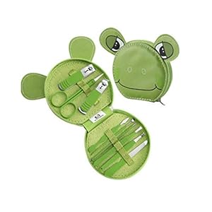 Manicure Set 9-Piece Cute and Creative Nail Clippers Set, Stainless Steel Nail Care Tools Suitable for Boys, Girls and Children, As A Gift Portable Gift (Color : Pink Pig) (Frog)