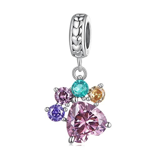 Joyas de cumpleaños para mujeres con colgante de pata de perro rosa