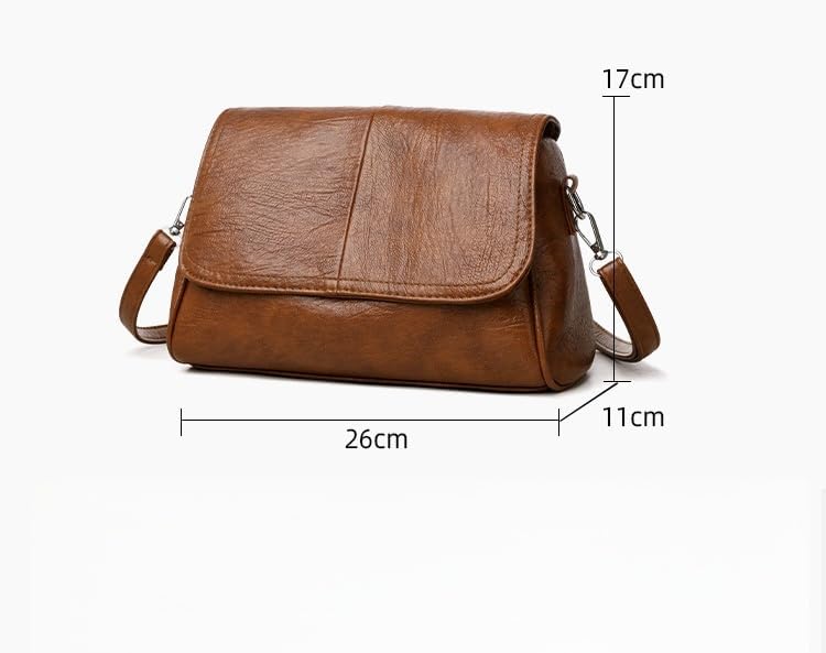 Women's Soft Leather Crossbody Bag, Minimalist Flap Messenger Purse, Lightweight Commuter Shoulder Bag - Image 5