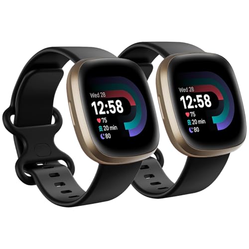 2 Pack Compatible with Fitbit Sense/Sense 2/Versa 3/Versa 4 Bands, Soft Sports Replacement...