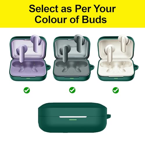 Image of Soft Silicone Case Cover Compatible for Realme Buds Air 7 | 7 Pro -Green.
