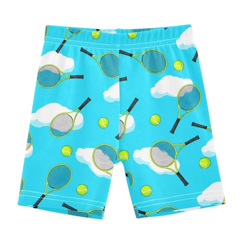 Tennis Racket Ball Clouds Girls Bike Shorts Toddler Dance Athletic Shorts Under Dress Clothes for Girls 4-10,4T
