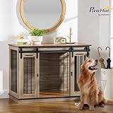 PawHut Hundekäfig, Hundehütte mit Zweiraum-Option, Haustierkäfig mit Doppeltüren, Hundebox, Hundehaus für Mittelegroße Hunde, 120 x 60 x 88,5 cm, Eiche