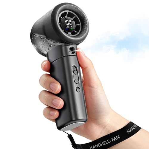 【Amazon.co.jp 2026夏限定・ナノミスト W 冷却・高速暴風】PudCola ハンディファン ミスト付き -20℃瞬間冷却 6000mAh大容量 100段階風量調節【家電批評ベストバイ受賞】手持ち扇風機 静音設計 角度調節可能 LED ディスプレイ Type-C 充電 軽量コンパクト 携帯扇風機 持ち運び便利 暑さ対策グッズ (ブラック)の商品画像（Amazon）