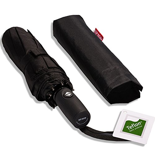 BPAGO Totes Umbrellas Compact car Umbrellas Windproof Travel Umbrella with Teflon Coating Small Automatic Open and Close Black Tote Umbrellas - Golf Umbrella