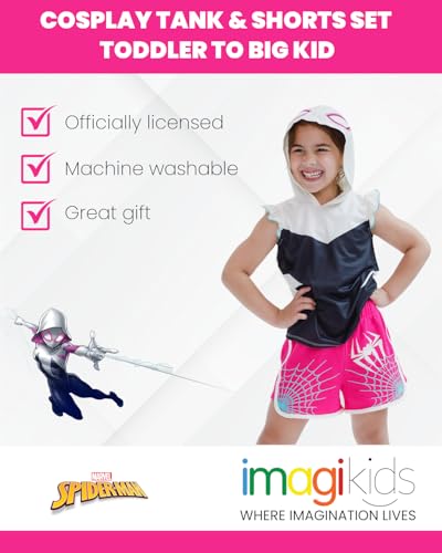 Image of Marvel Spider-Man Girls Cosplay Tank Top and French Terry Dolphin Shorts Outfit Set Toddler to Big Kid Sizes (2T - 14-16)
