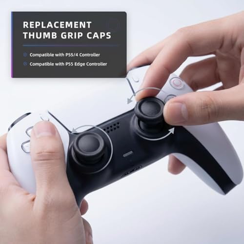 Image of Meyaar Joystick Replacement Caps for PS5 Controller, Thumb Grip Joystick Replacement Cap Repair Accessories Compatible with PS5 & PS4 Controllers - Pack of 6 (Classic Black (Natural Grip))