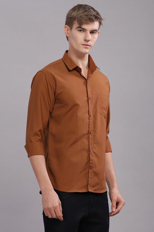 Image of Men's Cotton Blend Slim Fit Shirt | Full Sleeve Casual wear for Men | Comfortable Office Wear Shirt for All Seasons