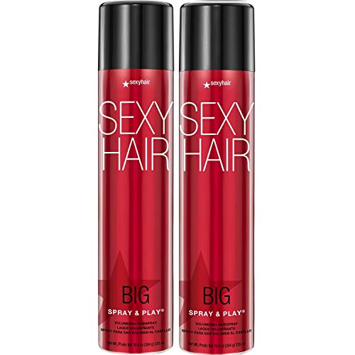 Sexyhair Big Spray & Play Volumizing Hairspray, Twin Pack | Hold And Shine | Up To 72 Hour Humidity Resistance | All Hair Types #TOP23