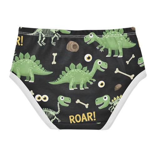 Toddler Panties, Playful Green Dinosaurs Cotton Underwear for Girls, 2–8 Years2