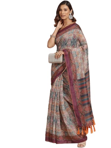 Image of Amazon Brand - Anarva Women's Kalamkari Saree With Blouse Piece