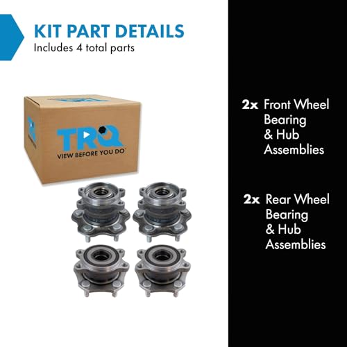 Image of TRQ Front and Rear Wheel Bearing and Hub Assembly Set 4 Piece Compatible with 2014-2019 Nissan Rogue AWD 2017-2022 Rogue Sport AWD