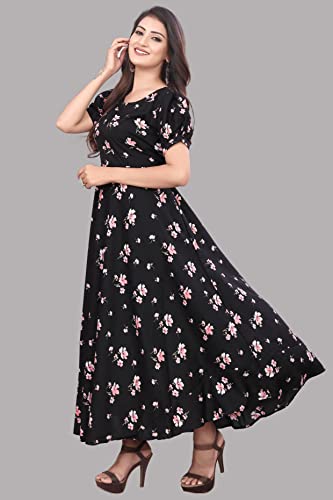 Image of FLARED ALINE MAXI DRESS WITH FLORAL PRINT FOR WOMEN