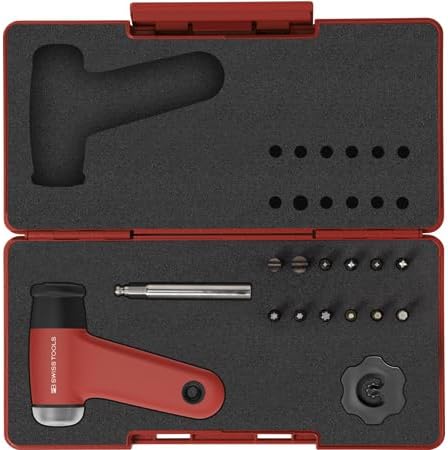 PB Swiss Tools 8326.SETB1 Lever Grip Torque Driver Set with C6 Driver Bits with Case, 14-Piece Set