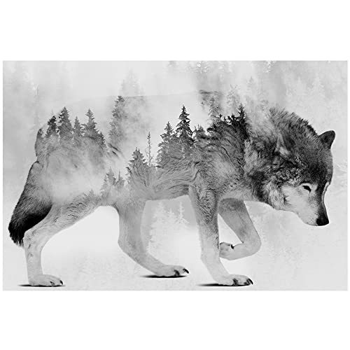Eorntdy Canvas Wall Art Forest Abstract Animal Art On Wolf Canvas Print Artwork Wall Art Paintings Modern Picture Print Unframed For Living Room Dinning Room Bedroom Bathroom Home Decor 24X36Inch #TOP26