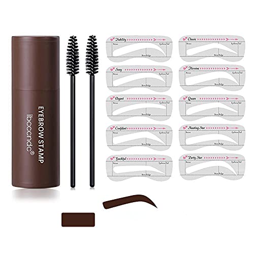 Sello de cejas Maquillaje moldeador Polvo de cejas impermeable Natrual Ceja Palillo Línea de cabello Contorno con plantillas moldeadoras y pinceles Kit de maquillaje de ojos para mujeres Cover