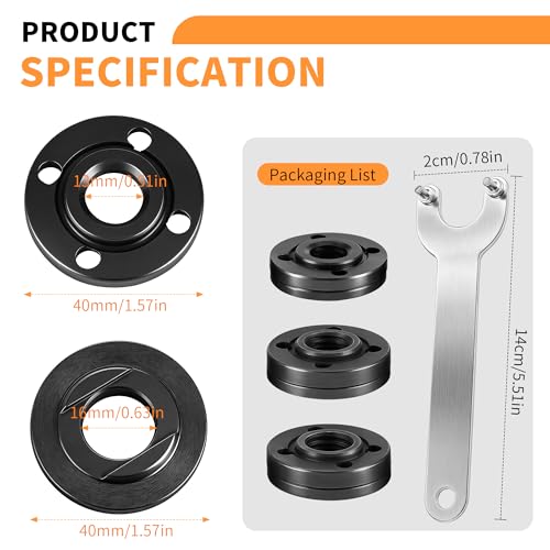 7 Piezas kit Brida Exterior y Interior de Amoladora Angular,Accesorios para Amoladoras Angulares para Discos de Corte y Discos de Pulido - imagen 4