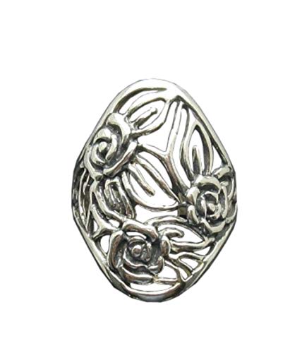Bague en argent 925 Fleur oxydée Empress : l'élégance bohème au quotidien