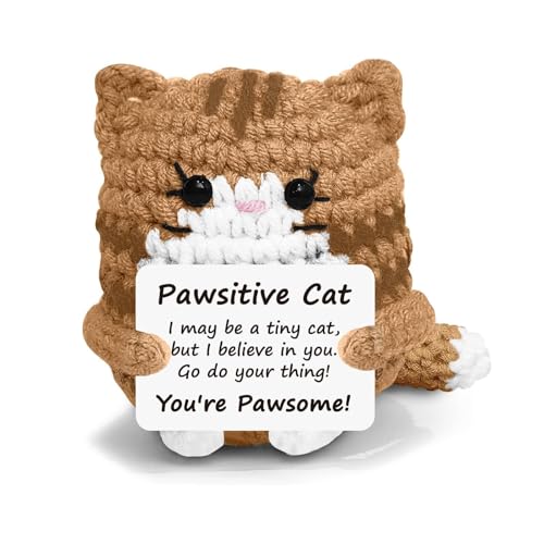 Image of Crochet Toys, Handmade Cat Crochet Animals, Cute Crochet Gift for Home and Office Decor, Emotional Support Animal Toy, Cute Things for Study Table Desk Decoration (8x6 cm, Brown)