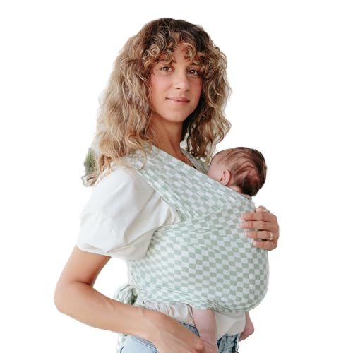 Image of Solly Baby Wrap, Buttery-Soft Baby Carrier Newborn to Toddler 8-25 Lbs,Lightweight & Hands-Free Infant Wrap, Breathable Summer Carrier, Baby Wearing & Postpartum Essential, New Mom Gift, Fern Chequer