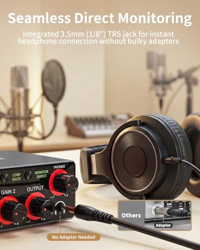 Image of Audio Interface, 2X2 24-bit /192kHz Interface for High-Fidelity, Studio Quality PC /Mac /iOS Recording, XLR /TRS Combo Input, Monitor Mix /Loopback Function, One-cable Setup(Alloy Grey)