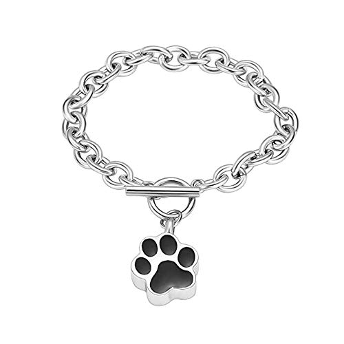 Minicremation Dog Paw Print Cremation Jewelry for Ashes Memorial Urn Bangle for Pet Stainless Steel Urn Bracelet Ashes Holder